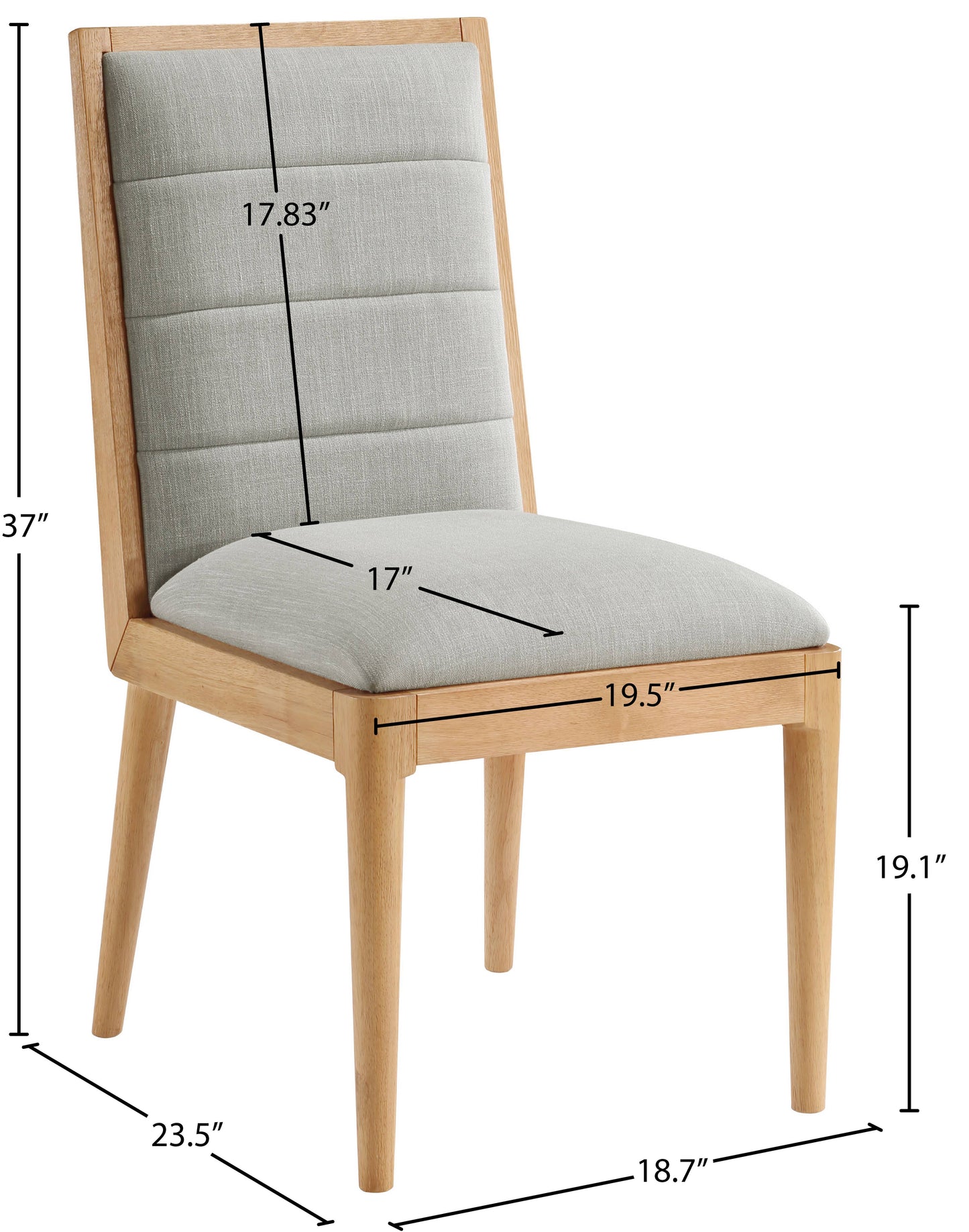 marcello grey linen textured fabric dining chair