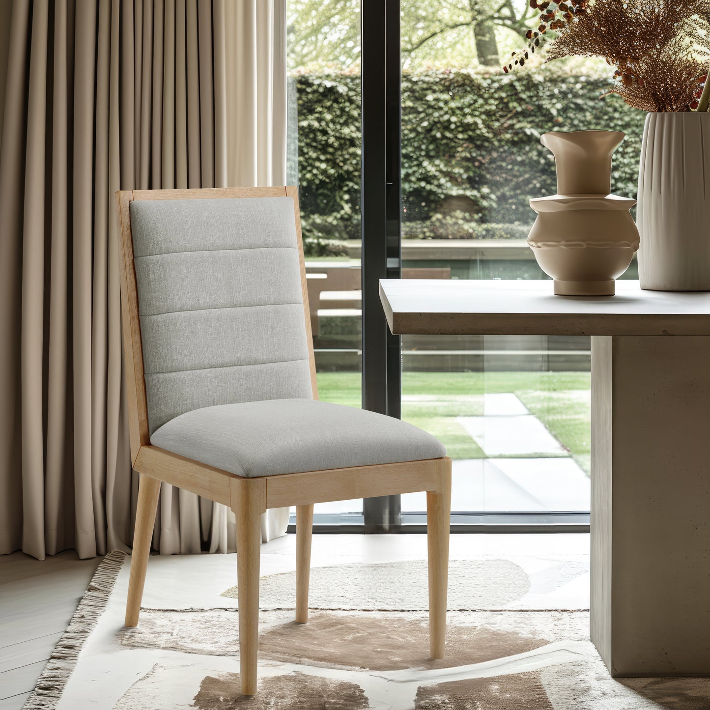 marcello grey linen textured fabric dining chair