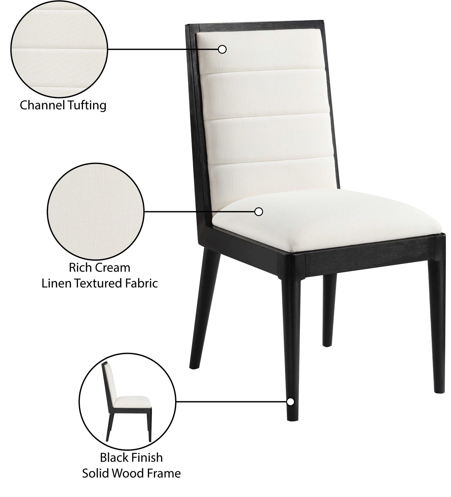 kingdom cream linen textured fabric dining chair c