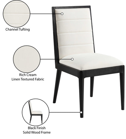 Kingdom Cream Linen Textured Fabric Dining Chair C