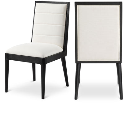 Marcello Cream Linen Textured Fabric Dining Chair