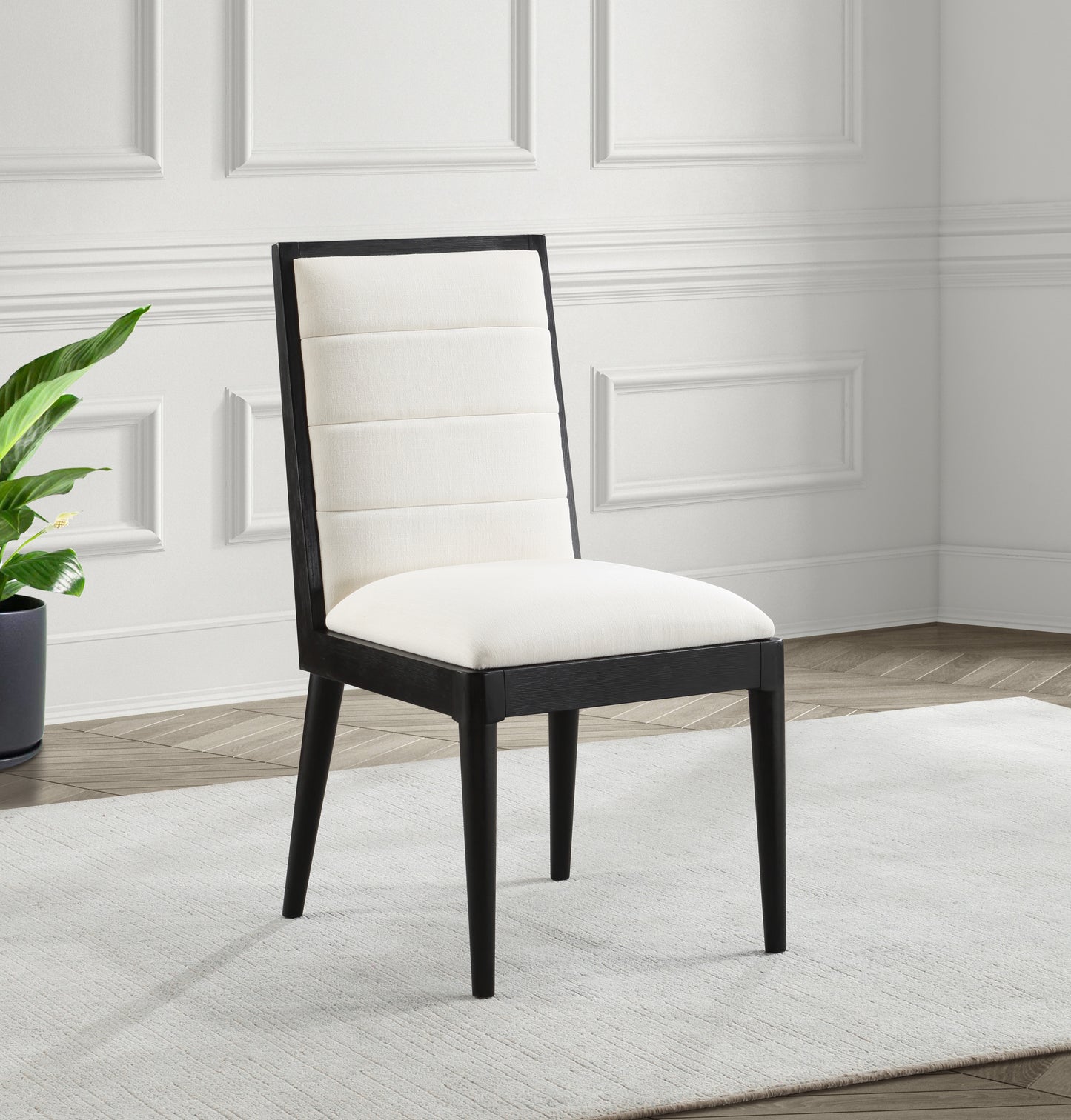 marcello cream linen textured fabric dining chair