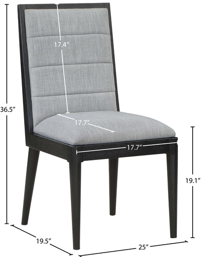 Kingdom Grey Linen Textured Fabric Dining Chair C