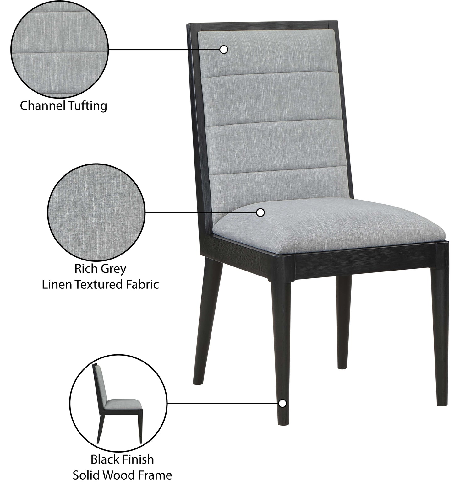 kingdom grey linen textured fabric dining chair c