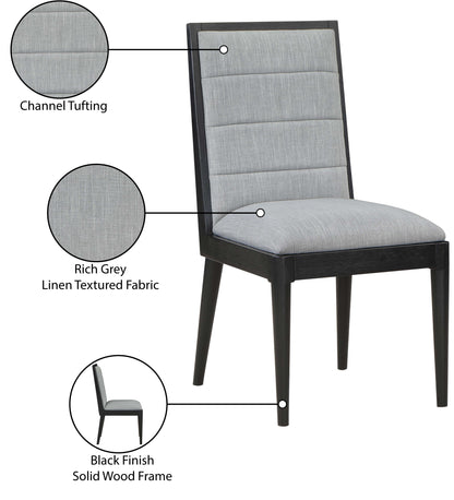 Kingdom Grey Linen Textured Fabric Dining Chair C