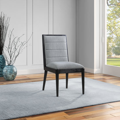 Kingdom Grey Linen Textured Fabric Dining Chair C