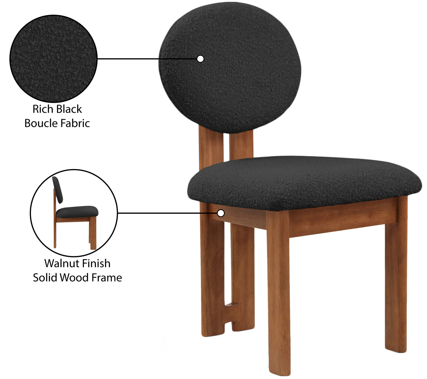 belsa black boucle fabric dining chair c