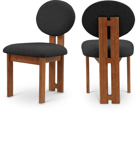 Faye Black Boucle Fabric Upholstered Dining Chair, 2-Piece
