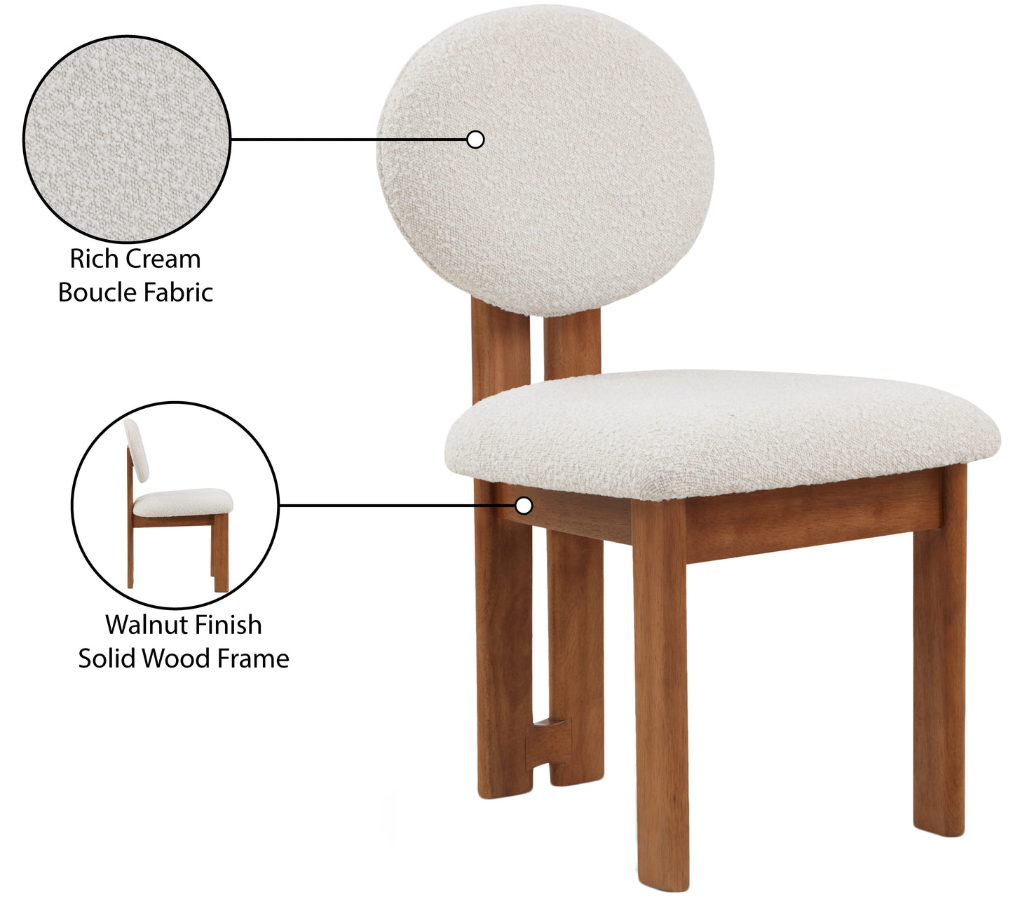 belsa cream boucle fabric dining chair c