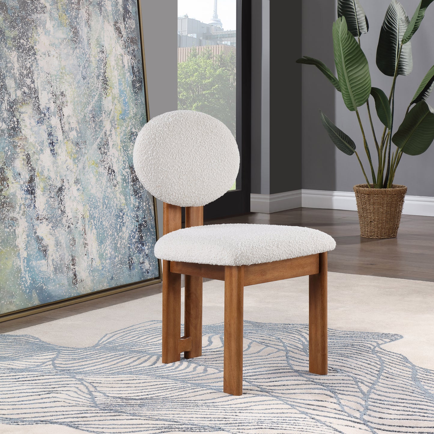 belsa cream boucle fabric dining chair c