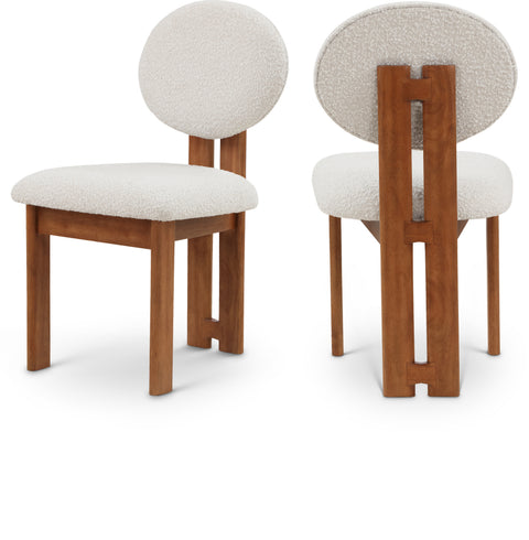 Faye Cream Boucle Fabric Upholstered Dining Chair, 2-Piece