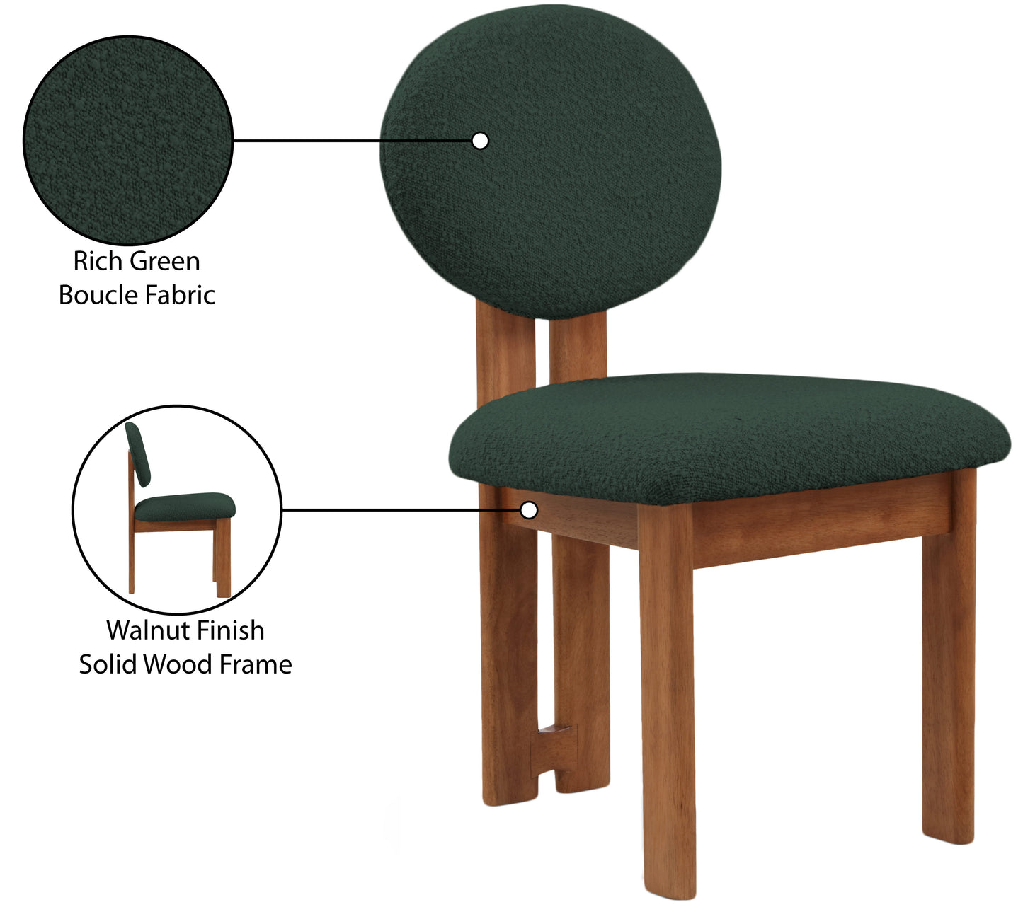 belsa green boucle fabric dining chair c