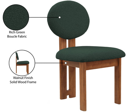 Belsa Green Boucle Fabric Dining Chair C