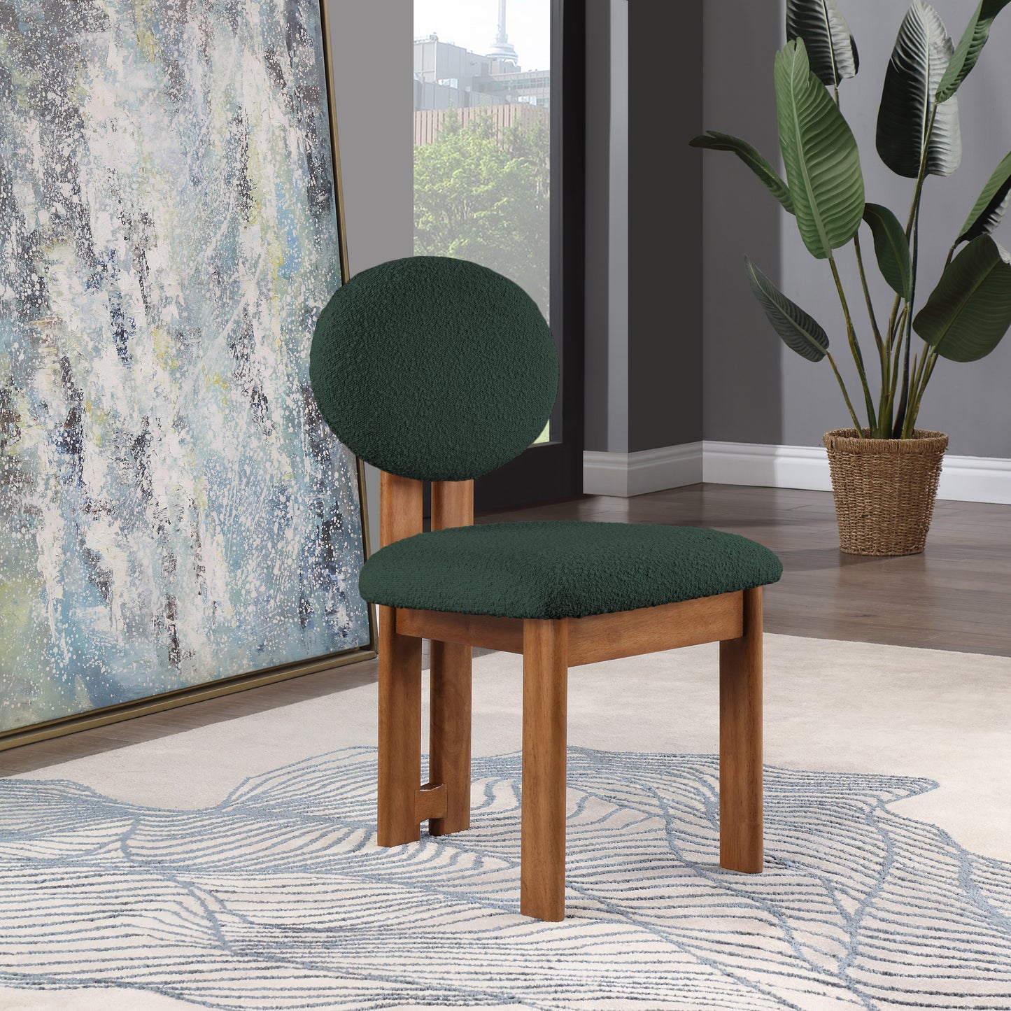 belsa green boucle fabric dining chair c