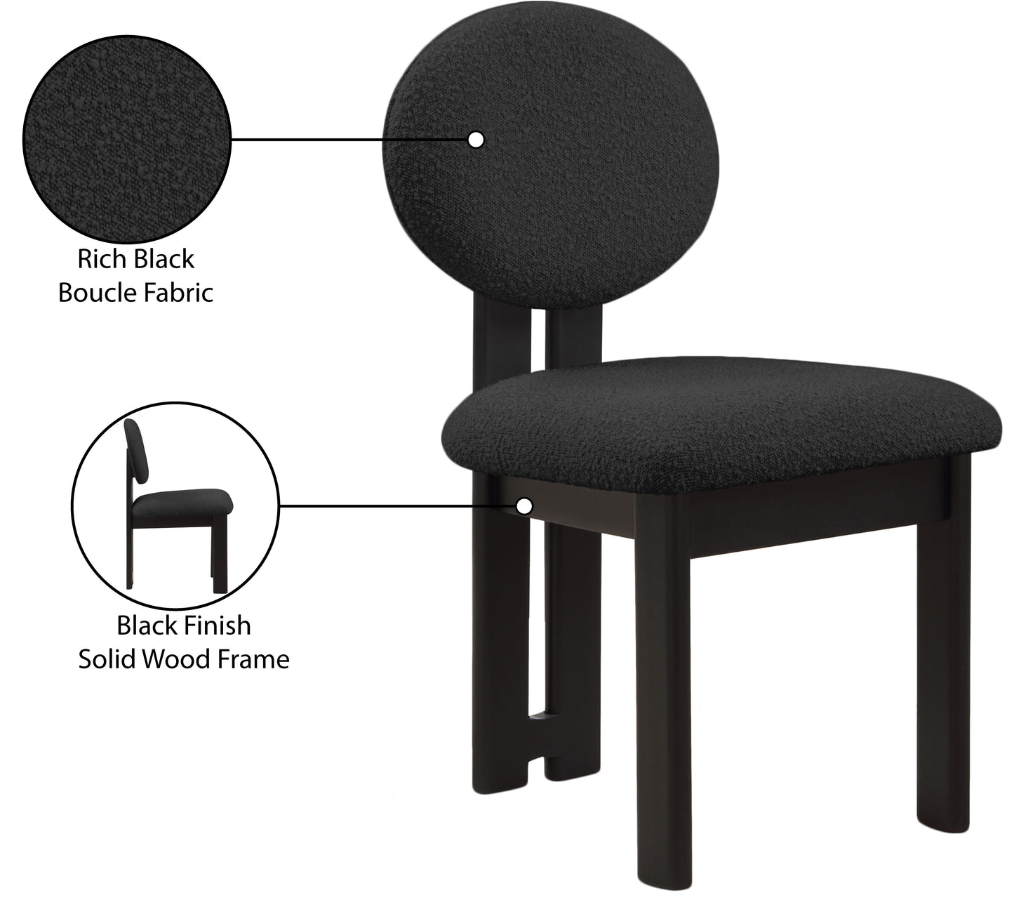 belsa black boucle fabric dining chair c