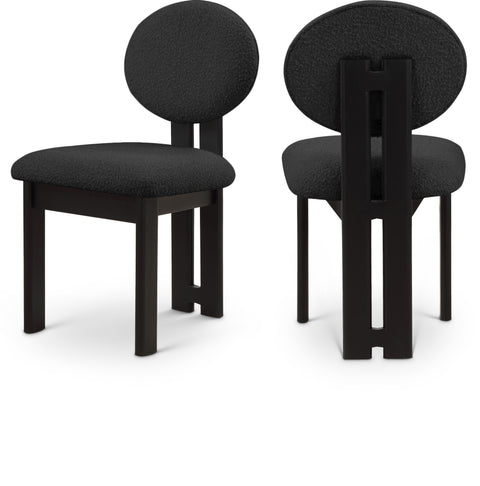 Faye Black Boucle Fabric Upholstered Dining Chair, 2-Piece (Style 2)