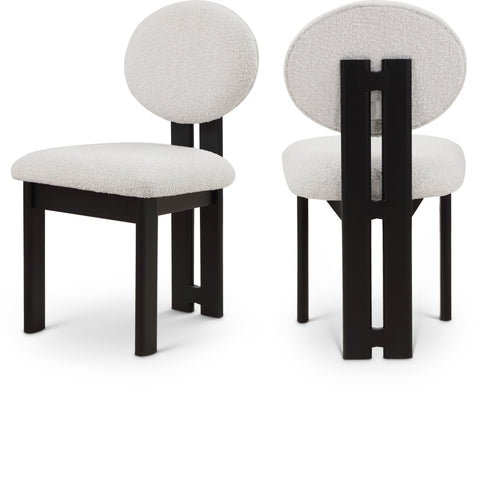 Faye Cream Boucle Fabric Upholstered Dining Chair, 2-Piece (Style 2)