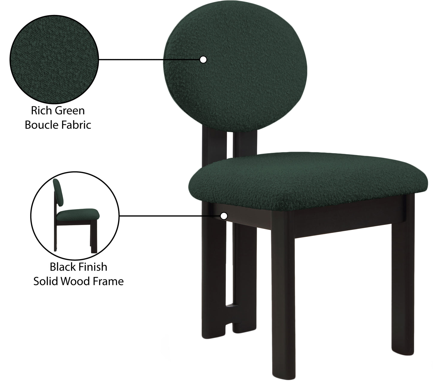 belsa green boucle fabric dining chair c