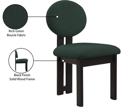 Belsa Green Boucle Fabric Dining Chair C