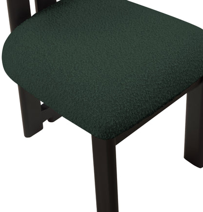 Belsa Green Boucle Fabric Dining Chair C