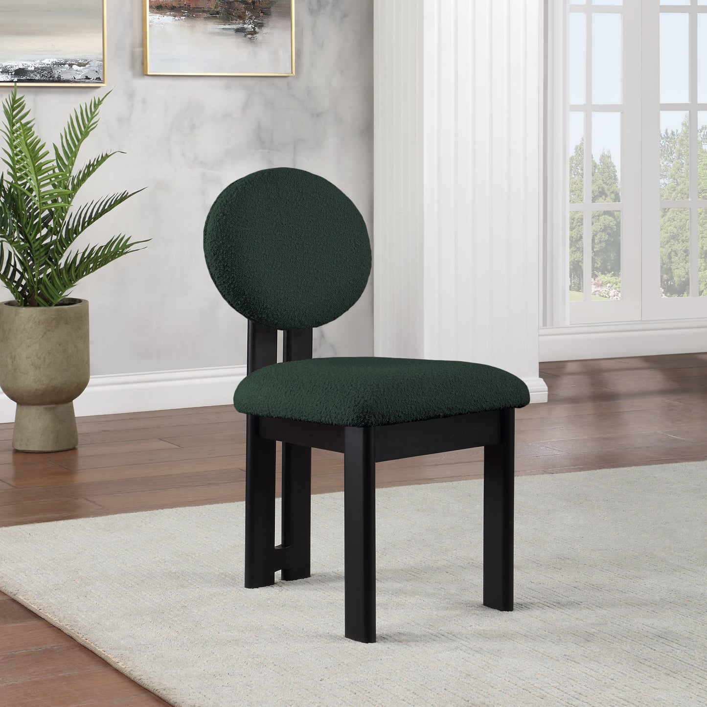 belsa green boucle fabric dining chair c