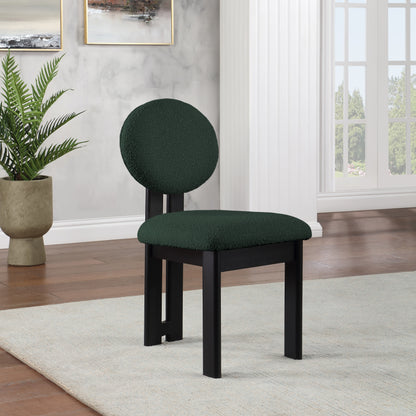 Belsa Green Boucle Fabric Dining Chair C