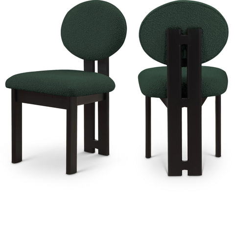 Faye Green Boucle Fabric Upholstered Dining Chair, 2-Piece (Style 2)