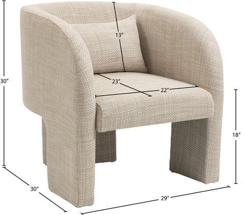 Rowan Beige Weaved Fabric Upholstered Accent Chair, 1 Piece