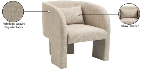 Rowan Beige Weaved Fabric Upholstered Accent Chair, 1 Piece