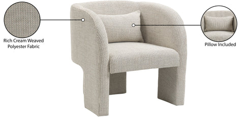 Rowan Cream Weaved Fabric Upholstered Accent Chair, 1 Piece