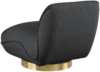 Casa Black Boucle Fabric Swivel Accent Chair Black