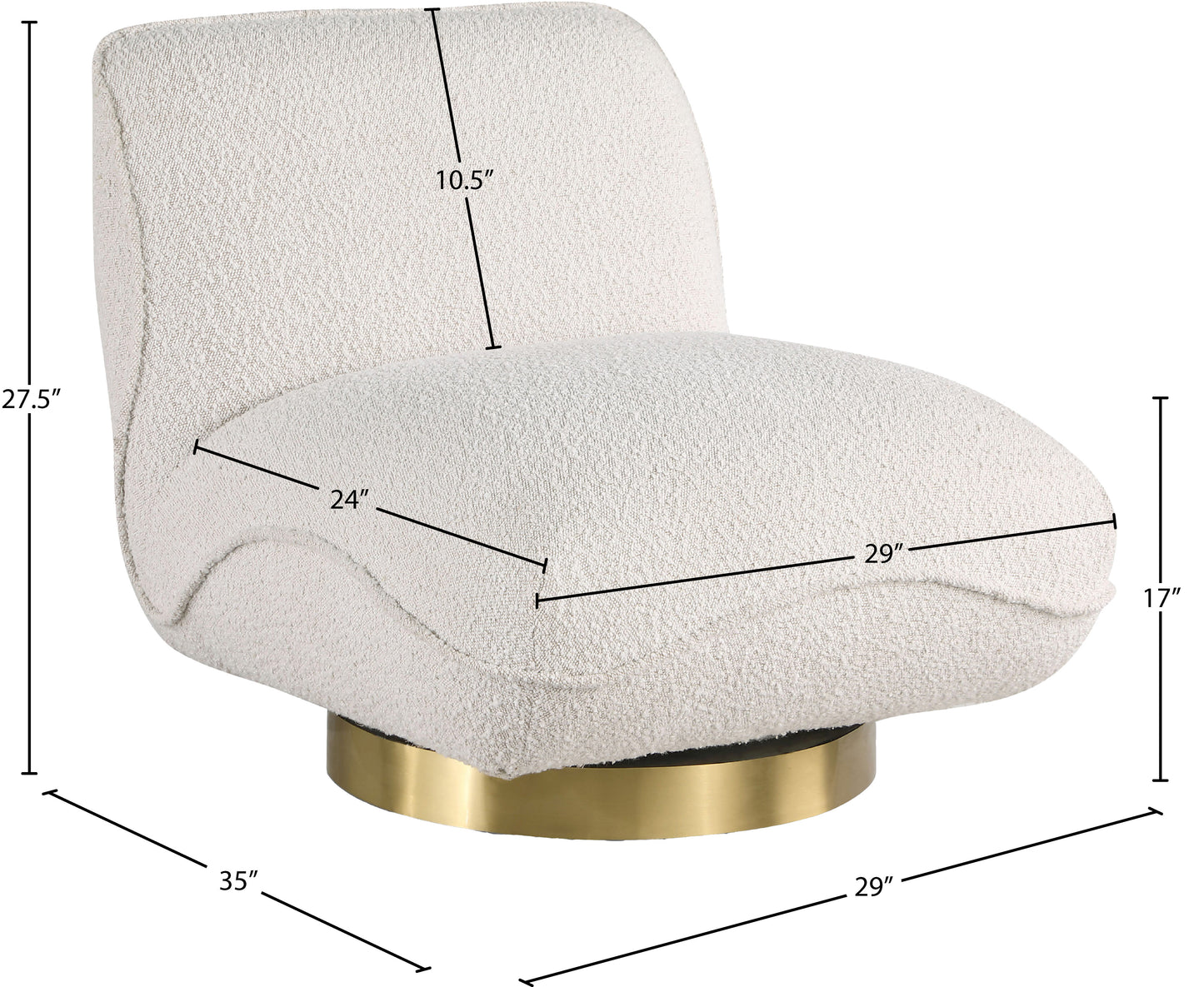 casa cream boucle fabric swivel accent chair cream