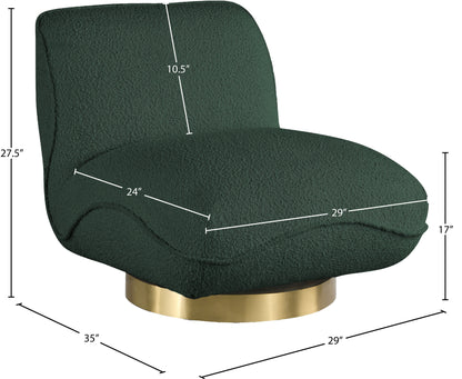 Casa Green Boucle Fabric Swivel Accent Chair Green