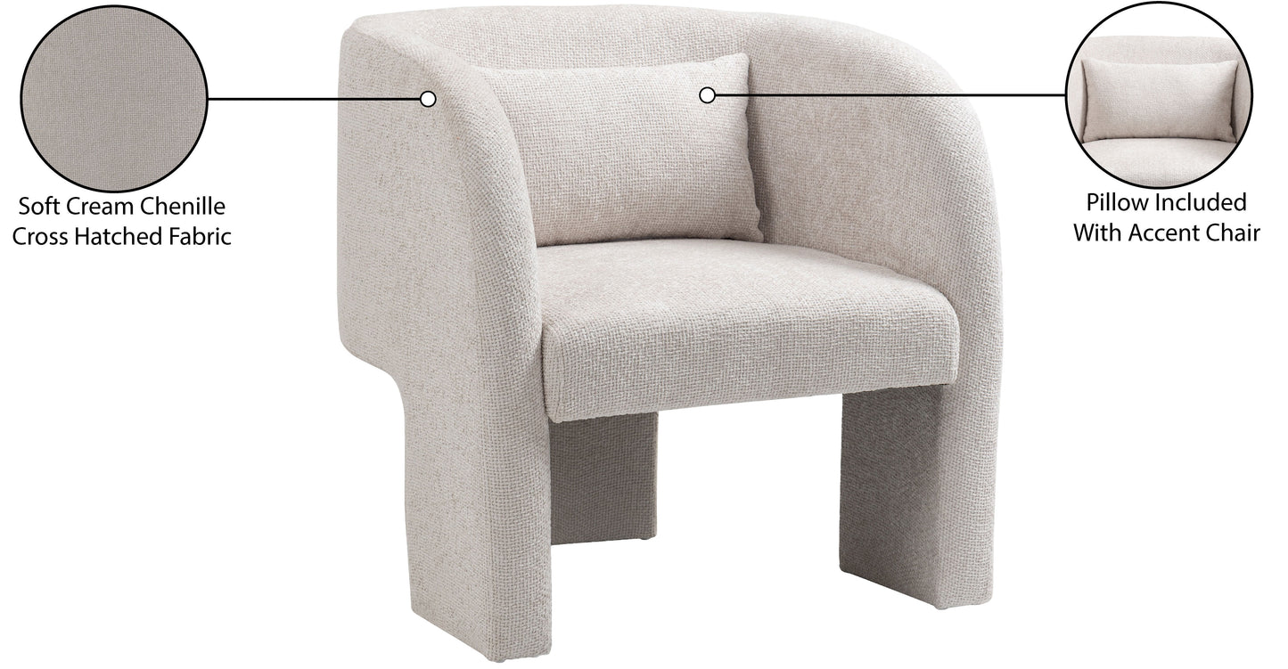 hyde cream chenille fabric accent chair cream