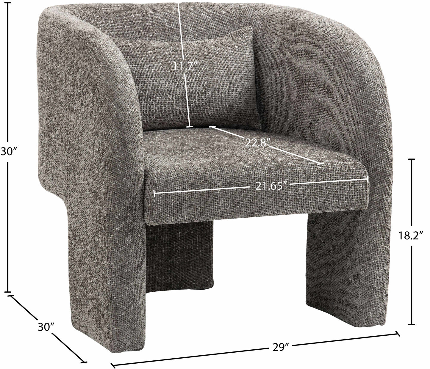 hyde grey chenille fabric accent chair grey