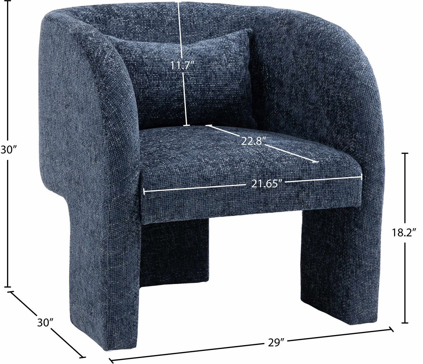 hyde navy chenille fabric accent chair navy