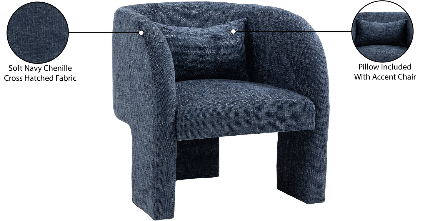 hyde navy chenille fabric accent chair navy