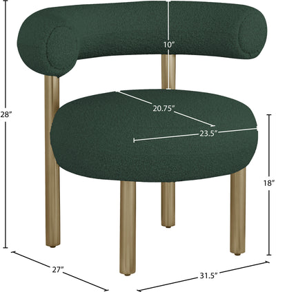 Poppy Green Boucle Fabric Accent Chair Green