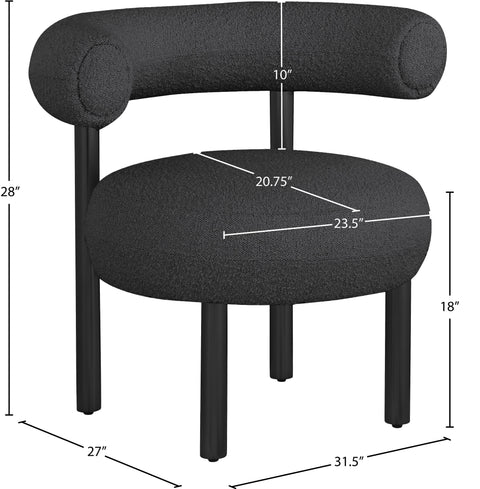 Selene Black Boucle Fabric Upholstered Accent Chair, 1 Piece