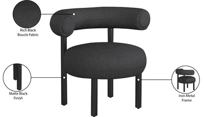 Poppy Black Boucle Fabric Accent Chair Black