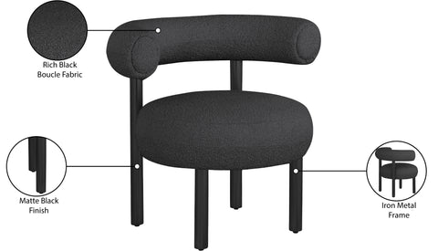 Selene Black Boucle Fabric Upholstered Accent Chair, 1 Piece