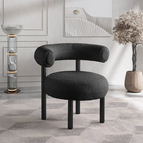 Selene Black Boucle Fabric Upholstered Accent Chair, 1 Piece