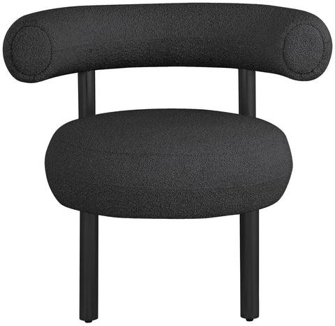 Selene Black Boucle Fabric Upholstered Accent Chair, 1 Piece