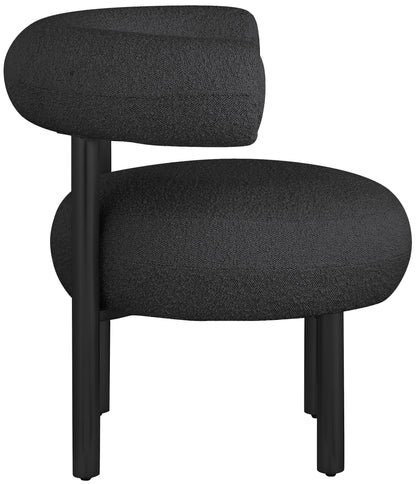 Poppy Black Boucle Fabric Accent Chair Black