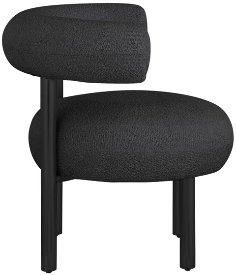 Selene Black Boucle Fabric Upholstered Accent Chair, 1 Piece
