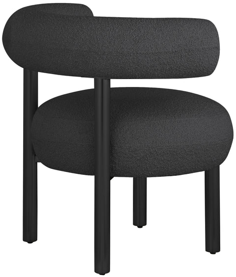 Selene Black Boucle Fabric Upholstered Accent Chair, 1 Piece