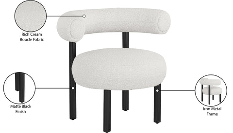 Selene Cream Boucle Fabric Upholstered Accent Chair, 1 Piece