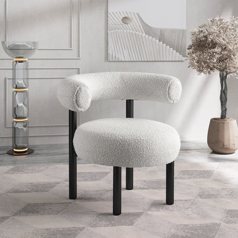 Selene Cream Boucle Fabric Upholstered Accent Chair, 1 Piece