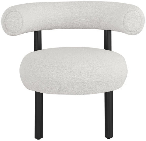 Selene Cream Boucle Fabric Upholstered Accent Chair, 1 Piece