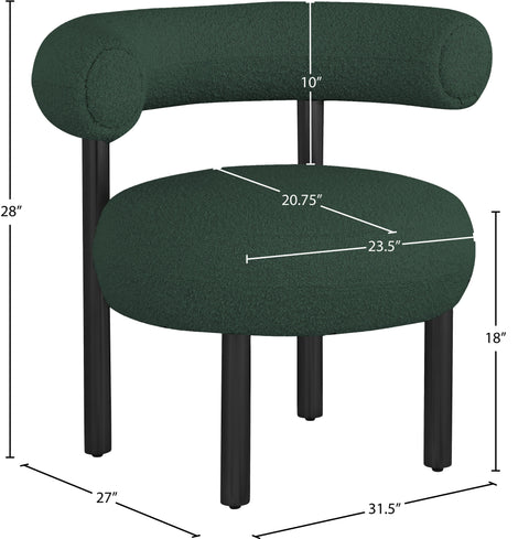 Selene Green Boucle Fabric Upholstered Accent Chair, 1 Piece